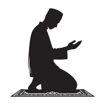 black silhouette praying muslim man clip art preview