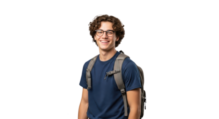young Smiling Backpack Happy Student with student boy Backpack. male man