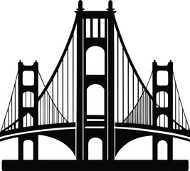 A suspension bridge's steel towers and cables span a bay in San Francisco, silhouetted against the night sky