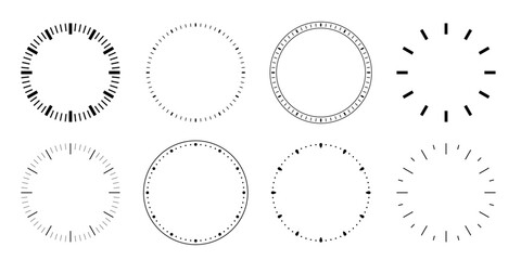 vector clock face set, clipart isolated on transparent background. 