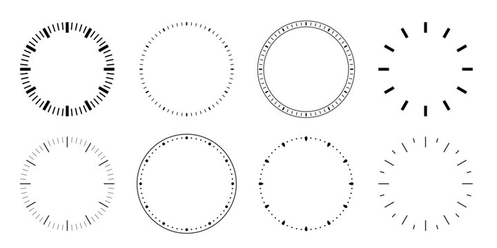 vector clock face set, clipart isolated on transparent background. 