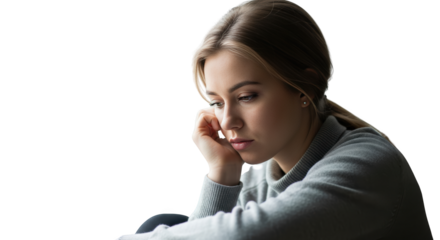 young woman Expression. female adult Young Contemplating Sad Pensive girl Woman Expression