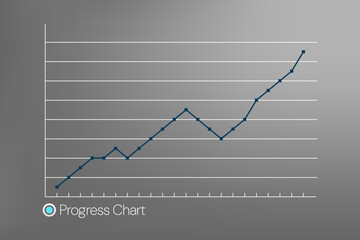 Progress infographic chart. Graphic of growth. Vector illustration for business, finance, stock, crypro market, investment, report, presentation. Gray gradient background