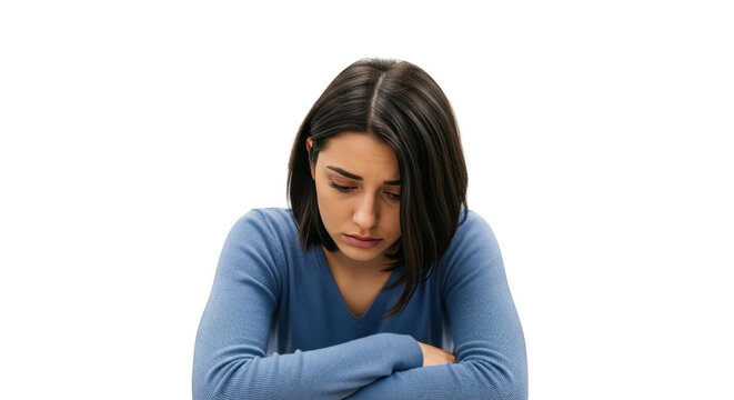 Arms Sad Young Woman with sad woman Arms. Crossed depression girl depressed