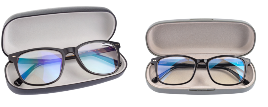 Eyeglasses with Case Tilted Slightly, Top-Down Perspective, isolated on transparent background PNG