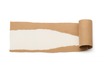 Obraz premium Brown paper roll tearing apart, exposing crisp white interior layer on translucent surface