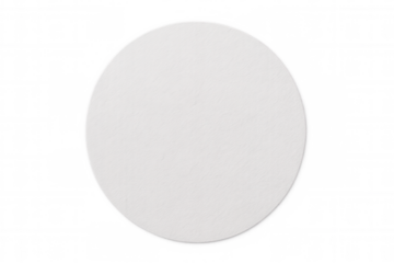 Round white coaster mockup with realistic textured surface, isolated on transparent background, perfect for showcasing your designs