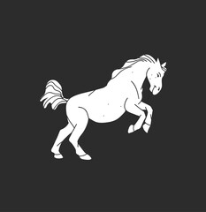 Hand drawn abstract vector clipart illustration collection with color adorable cute, stylized horse character.Trendy modern art kids design concept.Vector cartoon farm animals symbol. Cartoon animal.