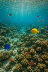 Fototapeta premium coral reef and fish