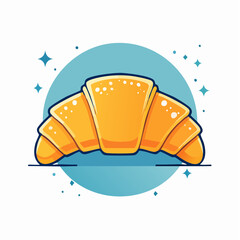 Cartoon Croissant Illustration On Light Blue Background