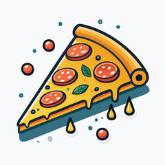 Colorful Cartoon Pizza Slice Graphic Design
