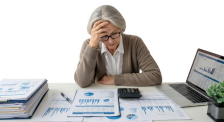 Finances Stressed Woman with woman finance Senior senior Finances. stressed financial
