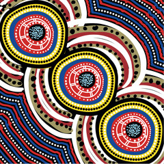 Vibrant Aboriginal-Inspired Artwork Illustration 