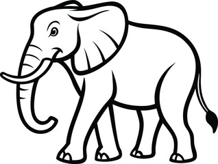 Wild mammal vector illustration: a cartoon silhouette of an elephant with detailed drawing for design and art