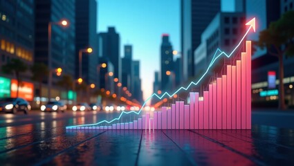 Obraz premium Gráfico de crecimiento económico en una ciudad moderna