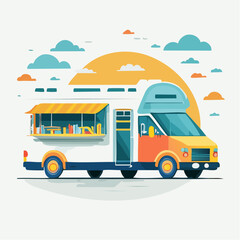 Colorful Mobile Food Truck with Books
