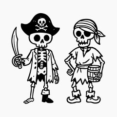 Hand Draw Halloween Collection - Skeleton pirate