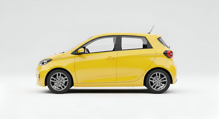 Obraz premium Cheerful canary yellow compact car rendering showcasing automotive design innovation against a