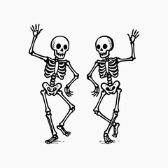 Hand Draw Halloween Collection - Skeletons dancing