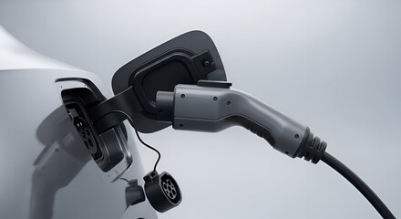 Charging electric car illustrates a modern concept of sustainable transport future