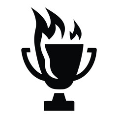 Fiery Trophy Icon Black Silhouette Award Winning Achievement Success Competition