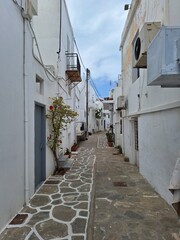 Fototapeta premium White houses and blue doors in Paros, Greece