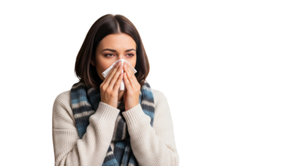woman Cold with Tissue Woman nose illness tissue Tissue. cold Using blowing