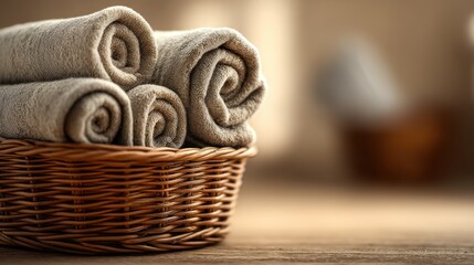 Obraz premium Rolled towels basket