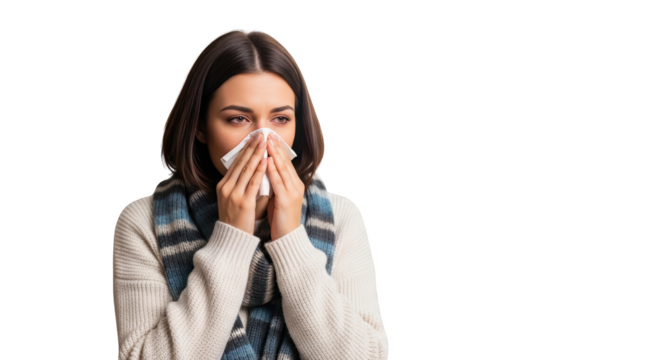 woman Cold with Tissue Woman nose illness tissue Tissue. cold Using blowing