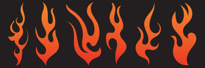 Flame decal icon.  Fire abstract  flames for race car or tattoo. Burning element icon. Vector Flame vintage logo. 