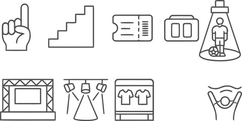 Collection of hand drawn icons representing sports and entertainment events