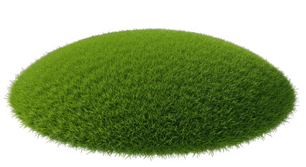 A perfectly manicured green grass mound isolated on transparent background