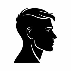 Human head silhouette. This image shows a representation of a human head in side view, emphasizing simplicity, structure, and anatomical detail. Vector clipart black illustration design.