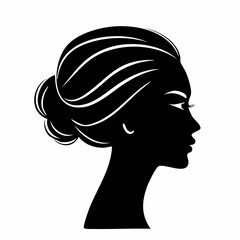 Human head silhouette. This image shows a representation of a human head in side view, emphasizing simplicity, structure, and anatomical detail. Vector clipart black illustration design.