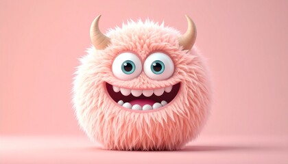 Fluffy Blob with Tiny Horns