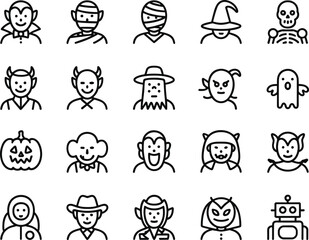 Halloween Icons Featuring Monsters Vampires Ghosts and Pumpkins vector illustration