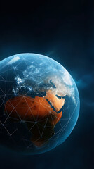 Global Map with Connections and Network Lines Visualizing Digital World Concepts
