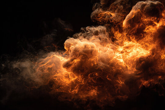 Abstract fiery smoke background with dark space, glowing red flame texture wallpaper, dramatic smoke illustration with copy area, modern burning fire effect backdrop, vibrant smoke