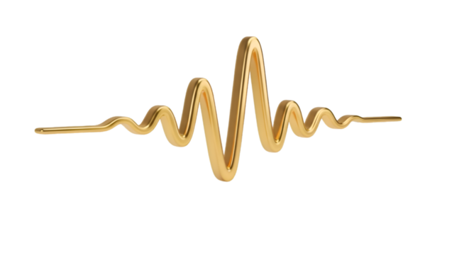 Golden waveform illustration, a dynamic and elegant representation of sound or energy.