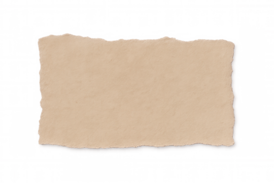 Rectangular piece of brown ripped paper with transparent background creating blank space for text or design