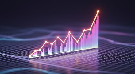 Naklejka premium Digital graph showing rising trend