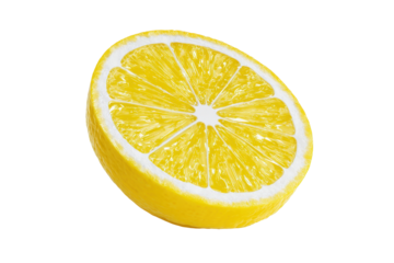 Citrus fruit wheel slice of lemon PNG, cutout isolated on transparent background. Fresh drink garnish decoration graphic resource