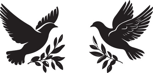 Fototapeta premium Peace Dove Silhouette Vector Bundle