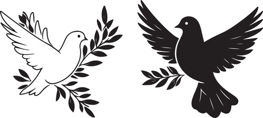 Obraz premium Peace Dove Silhouette Vector Bundle