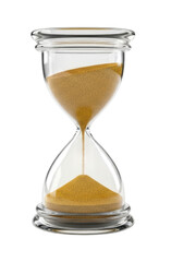 Classic Hourglass with Brown Sand Running Through It cutout isolated on transparent bg, png