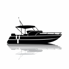 Pontoon boat silhouette. This image shows a pontoon boat in silhouette form, highlighting its structure and design as a floating leisure watercraft. Vector clipart illustration design. © 3okaad_Vectors