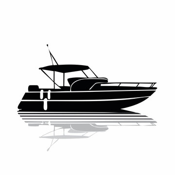 Pontoon boat silhouette. This image shows a pontoon boat in silhouette form, highlighting its structure and design as a floating leisure watercraft. Vector clipart illustration design.