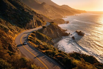 Scenic coastal highway at sunset (1)