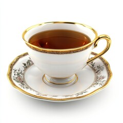 A cup of tea saucer gold porcelain.