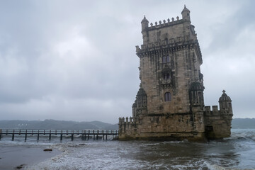 Obraz premium The Belem tower is historic landmark in portugal